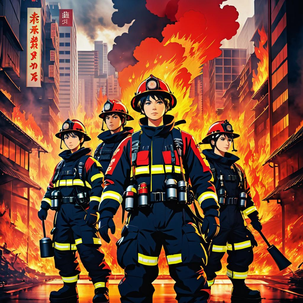 Brave Firefighters in Fiery Anime Action