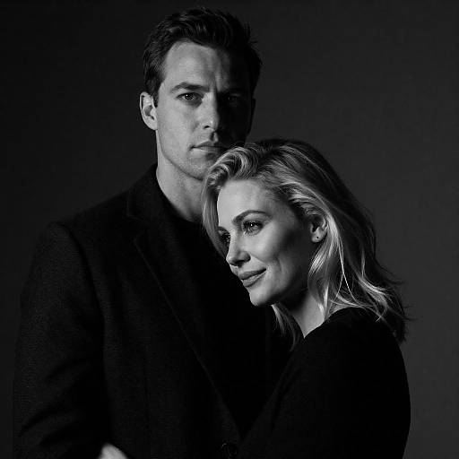 Moody Black-and-White Intimate Couple Portrait