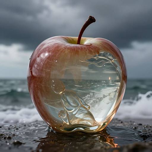 Stormy Sea Within Glass Apple