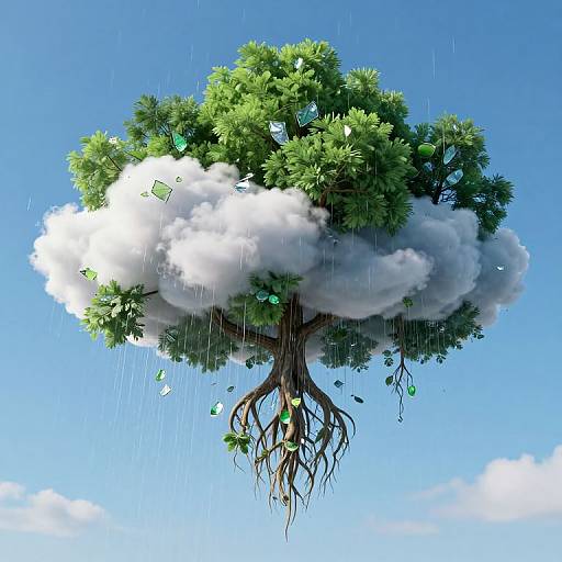 Ethereal Inverted Forest in Sky