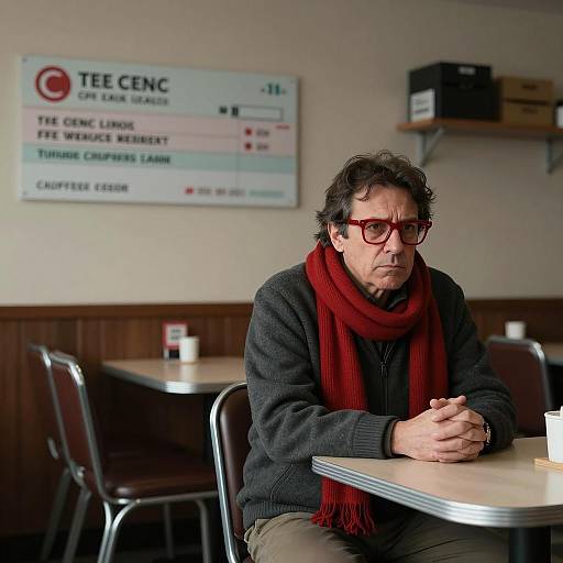 Serious Man in Dim Diner Setting