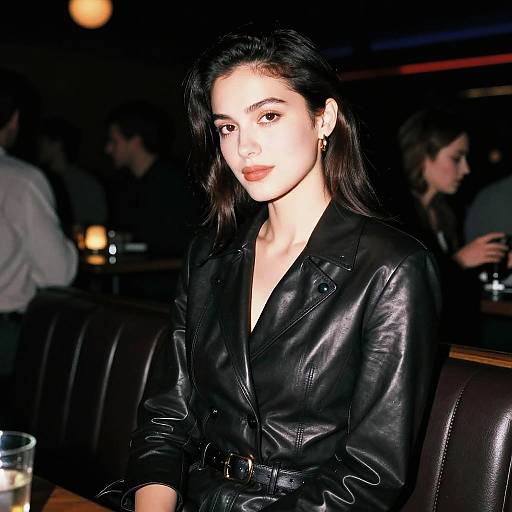 Serene Woman in Leather Nightclub
