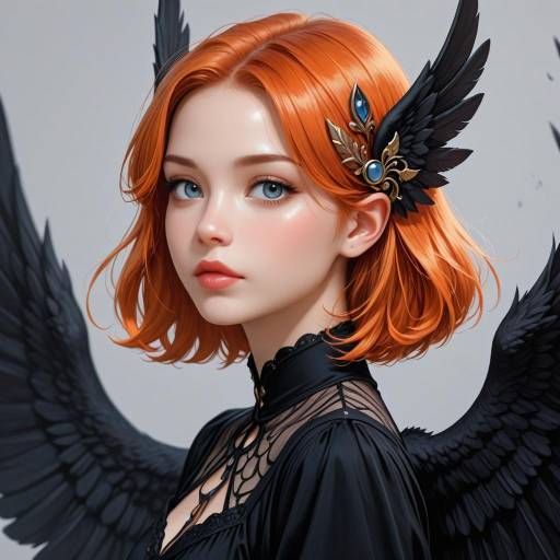 Realistic Portrait of Girl with Wings