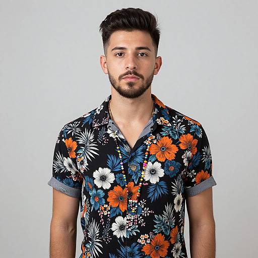 Portrait of Young Man in Floral Shirt