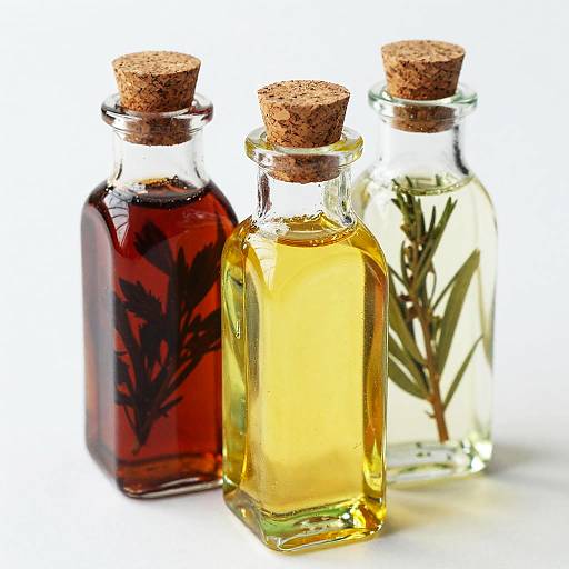 Vibrant Glass Bottles with Herbal Oils