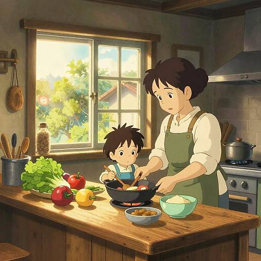 Cozy Studio Ghibli Kitchen Scene