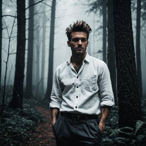Gothic Forest Scene with Stylish Man