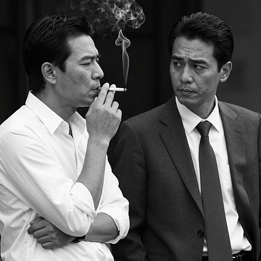 Serious Black-and-White Portrait of Two Men