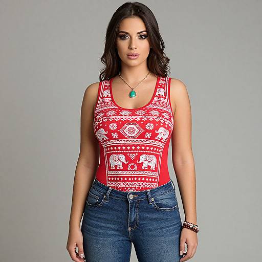 Casual Woman in Red Tank Top