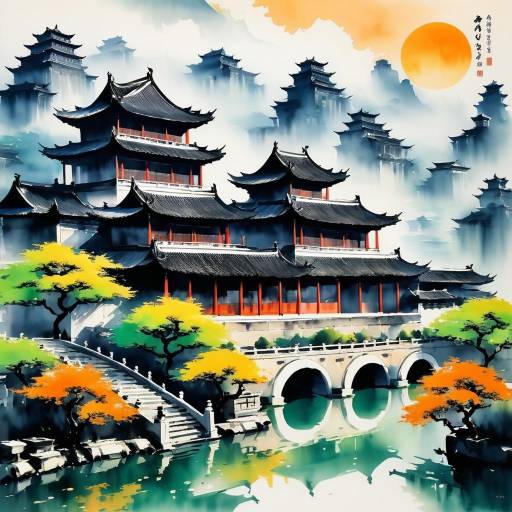 Vibrant Expressionism in Chinese Ink Art