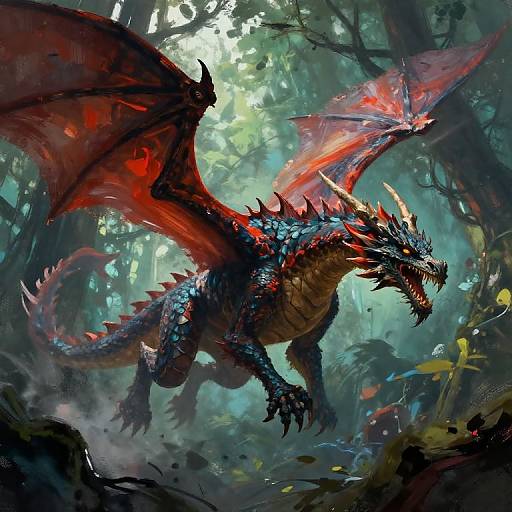 Majestic Dragon Over Mystic Forest