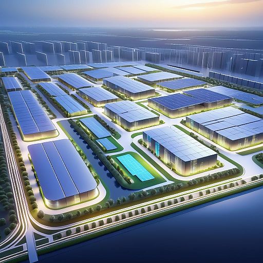 Futuristic Industrial Park with Smart Factories Futuristic Industrial Park with Smart Factories