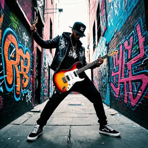 Urban Hip-Hop Dancer with Electric Guitar