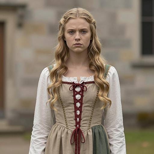 Young Woman in Medieval Peasant Dress