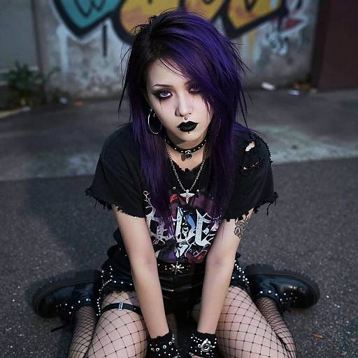 Short Hair Goth Character with Highlights