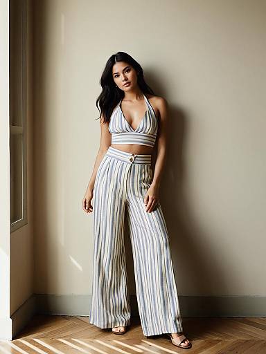 Elegant Striped Two-Piece Fashion Shoot