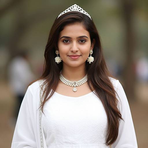 Elegant White Wedding Lengha Portrait