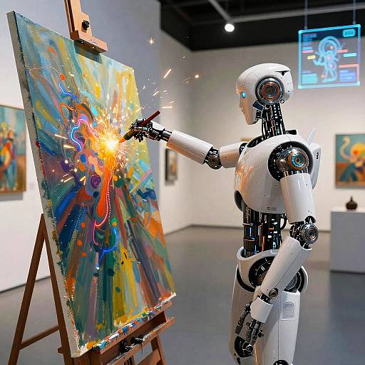 Robot Painter Creating Abstract Art
