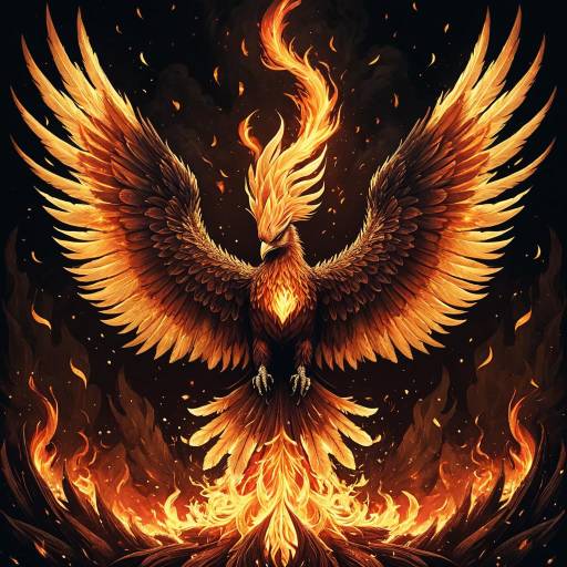 Fiery Phoenix Rising from Flames
