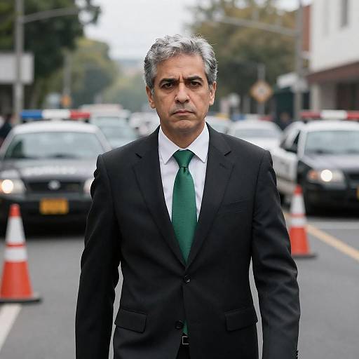 Graying Man in Suit on Busy Street