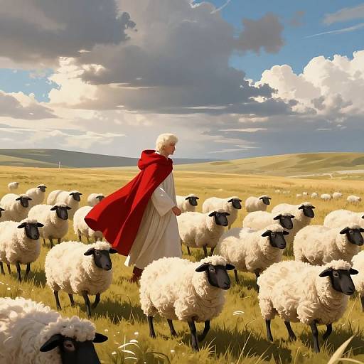 Shepherd Guiding Hourglass Sheep