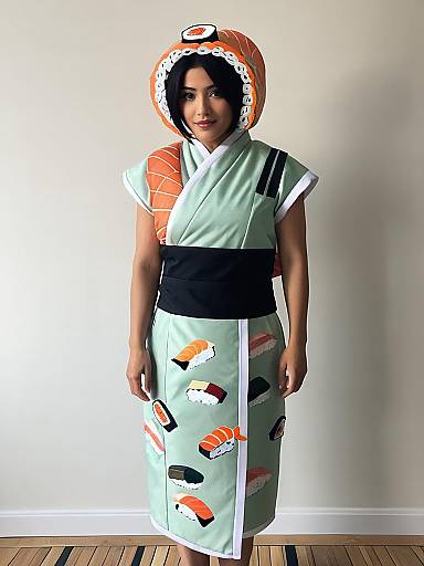 Cinematic Person in Sushi Roll Costume