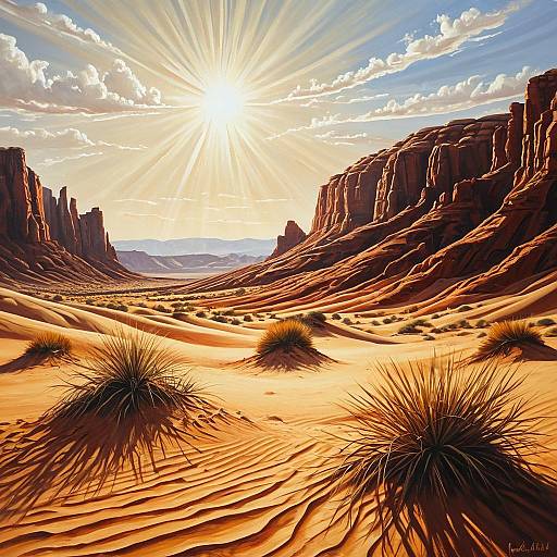 Desert Oasis: Red Rocks and Sand Dunes