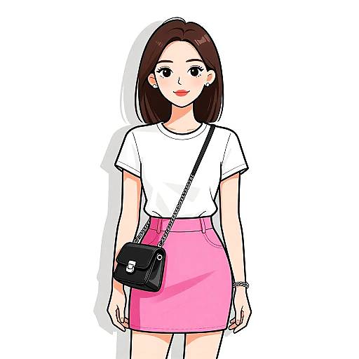 Casual Chic Woman in Hot Pink Skirt