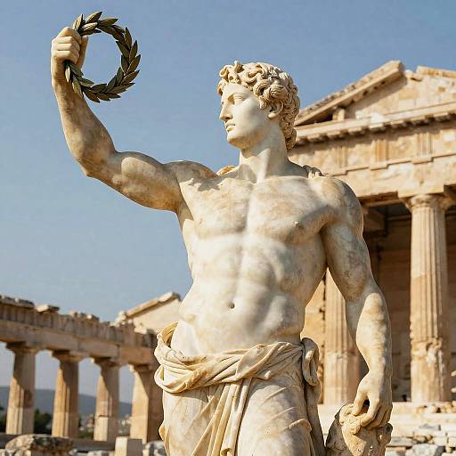 Muscular Greek God Marble Statue