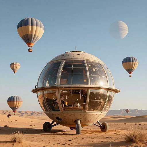 Futuristic Spherical Vehicle in Desert