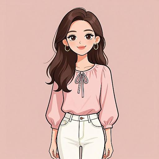 Smiling Woman in Casual Blush Pink