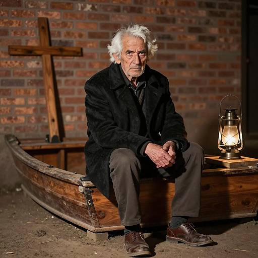 Mysterious Old Man in a Boat