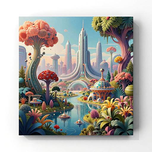 Surreal AI Outpainted Futuristic Landscape