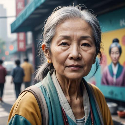 Elderly Asian Female Artist Urban Portrait