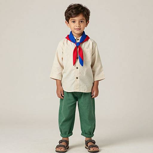 Young Boy in Casual Colorful Outfit