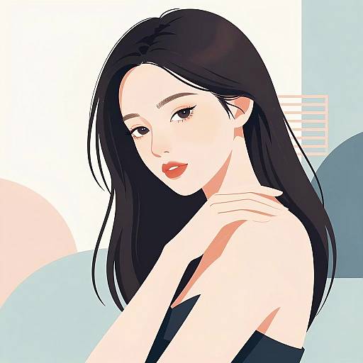 Illustration of Woman with Abstract Background