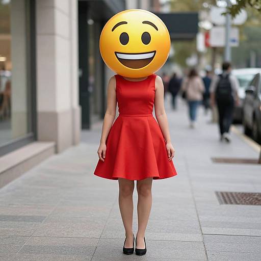 Woman in Red Dress Emoji Costume