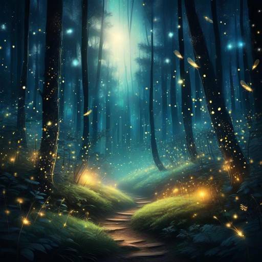 Enchanted Dreamy Forest Under Starlight