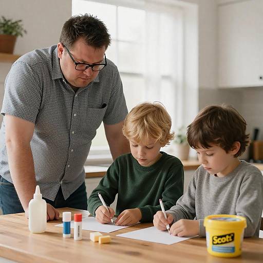 Charming Kitchen Scene with Family Dynamics