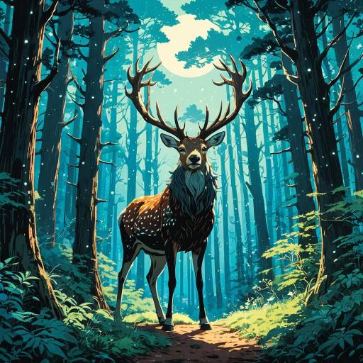 Celestial Stag in Maximalist Forest Celestial Stag in Maximalist Forest