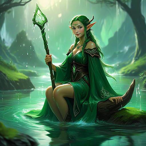 Elven Druid in Enchanted Forest