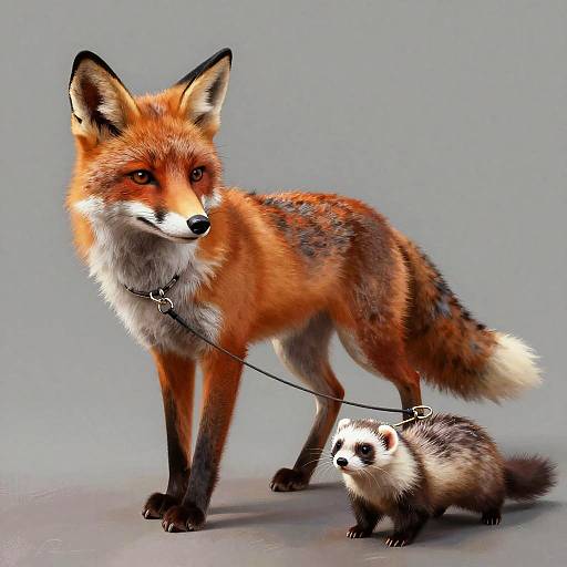 Anthropomorphic Fox Walking Ferret