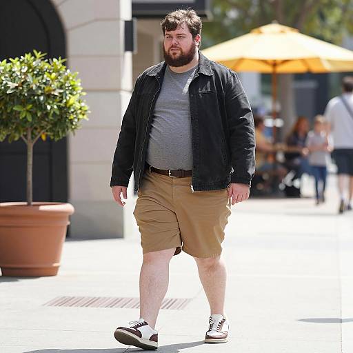 Casual Plus Size Man Walking Urban Street