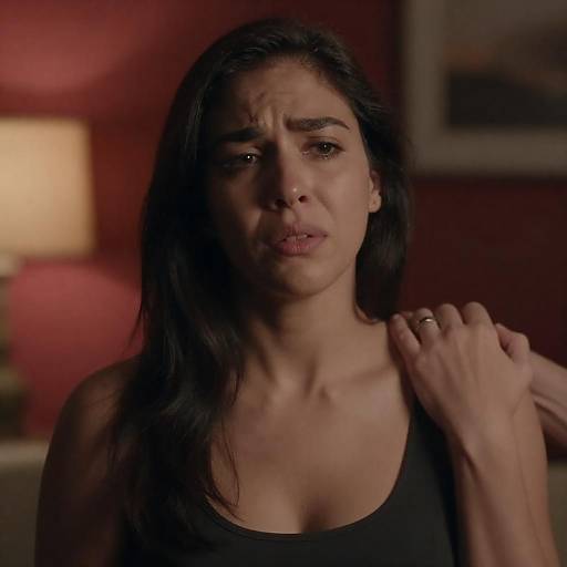 Distressed Woman with Gripping Hand