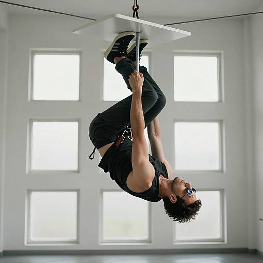 Man Defying Gravity in Cinematic Style