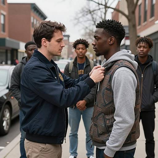 Intense Urban Confrontation Scene