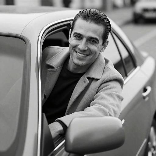 Classic Black and White Car Portrait