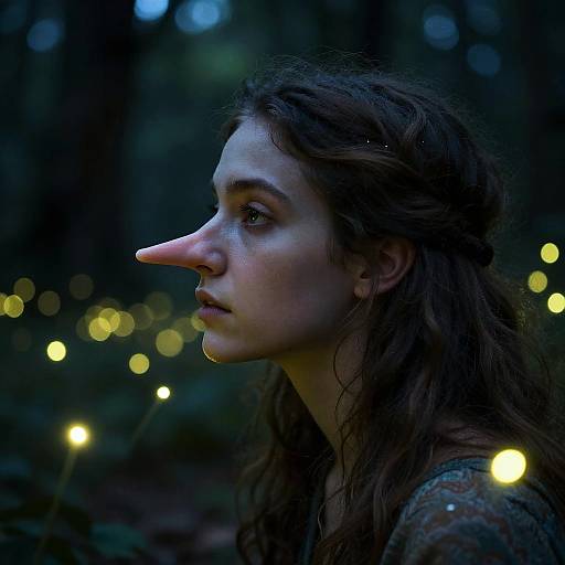 Whimsical Woman in Enchanted Forest