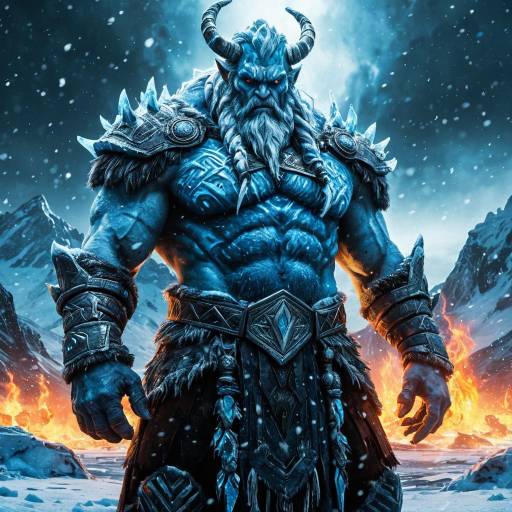 Icy Frost Giant Warrior in Frozen Tundra