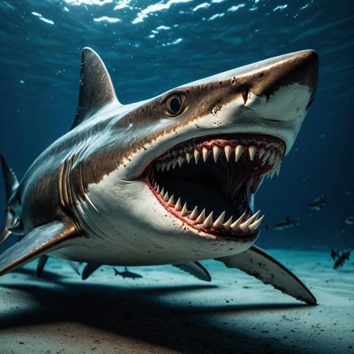 Caramel Shark with Open Jaws Underwater